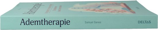 Zijaanzicht van het boek "Ademtherapie" op een witte achtergrond, de titel is duidelijk zichtbaar op de lichtblauwe kaft.