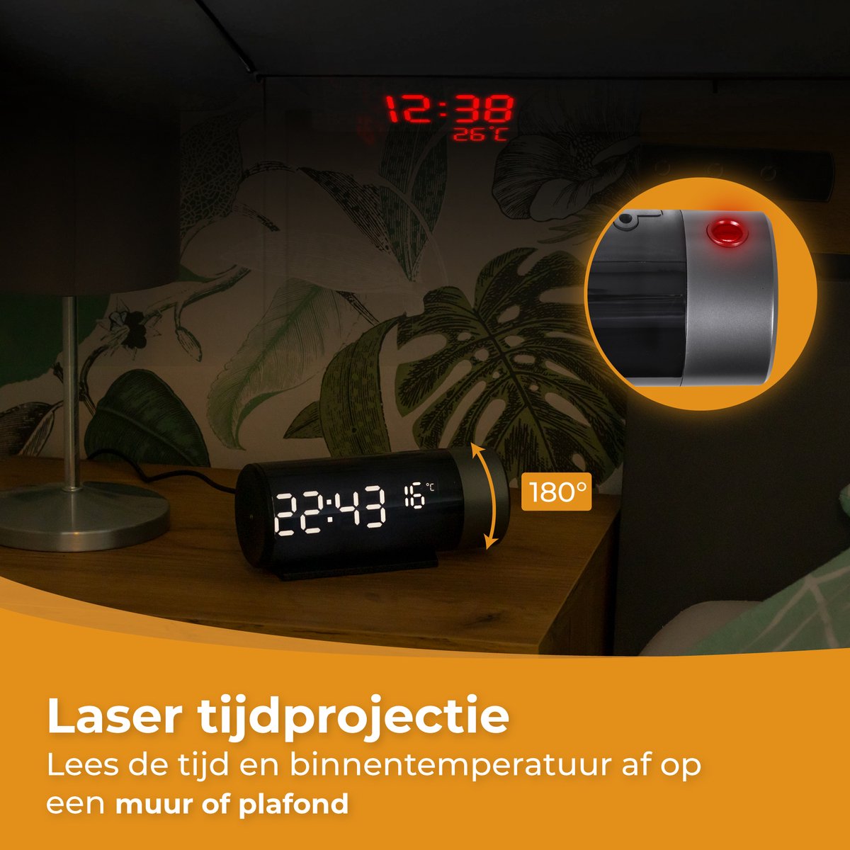 Nuvance Digitale Wekker met Projectie - Digitale Klok Slaapkamer - Snooze Functie - Dubbel Alarm - Wekkers Digitaal - Alarmklok - Zwart — cadeau in Elektronica - foto 7