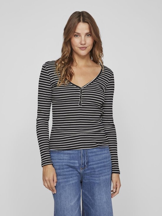Montego Shirt met lange mouwen en geribde ronde hals in neon roze