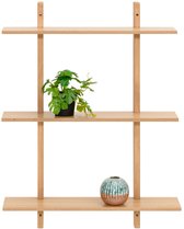 Hoobro EBF80BJP201 Zwevende planken, wandplanken, 80 cm, decoratieve hangende plank, houten planken, voor badkamer, slaapkamer, keuken, rustiek bruin, set van 2