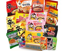 SAMCHEER Korean Ramen Snack Box - Samyang Buldak Carbonara - Nongshim Pikante Koreaanse Noedels - Kimchi Ramen - Rice Crackers - Bubble MilkTea - 20-delig box SAMCHEER Korean Ramen Snack Box - Samyang Buldak Carbonara - Nongshim Pikante Koreaanse Noedels - Kimchi Ramen - Rice Crackers - Bubble MilkTea - 20-delig box