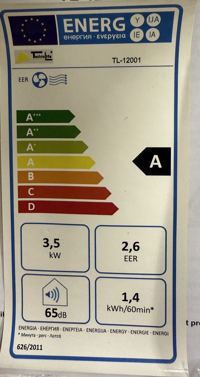 Afbeelding 2 van Technolife Mobiele Airco-Airconditioning TL-12001  12000 btu