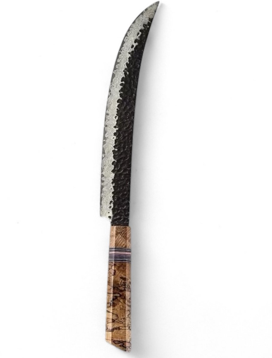KAAMUT® Vleesmes 67 Lagen Damascusstaal – Vlijmscherp – Professioneel Koksmes – Spalted Maple & G10 Handvat