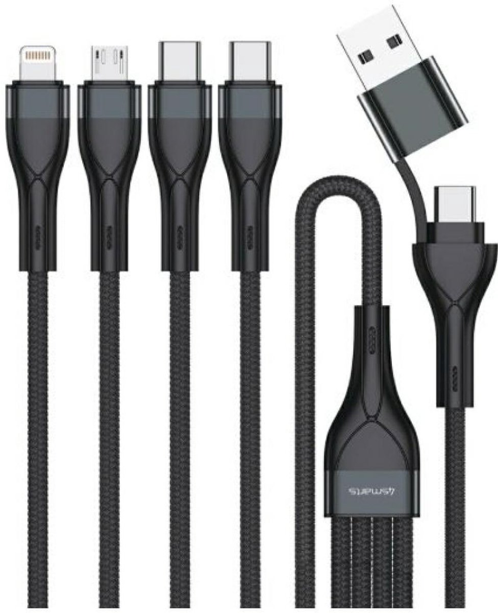 4Smarts Kabel Usb-C Usb-A 4In1 1,2M Voor Telefoons Tablets Snel Opladen