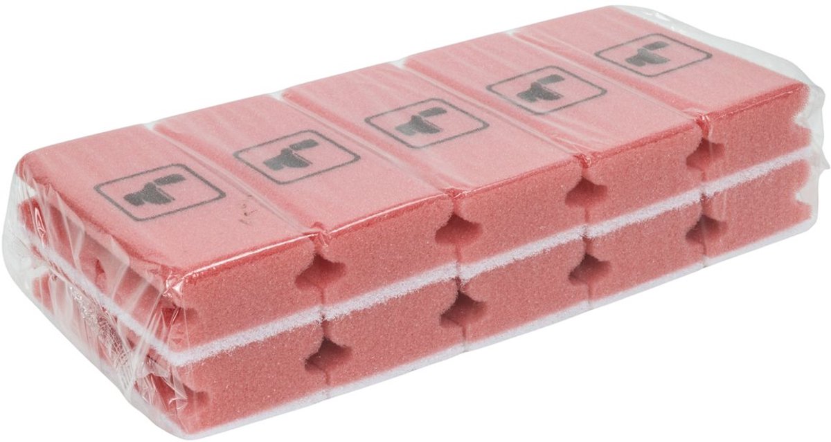 D&L Schuurspons met Greep - Roze/wit - 10 Stuks