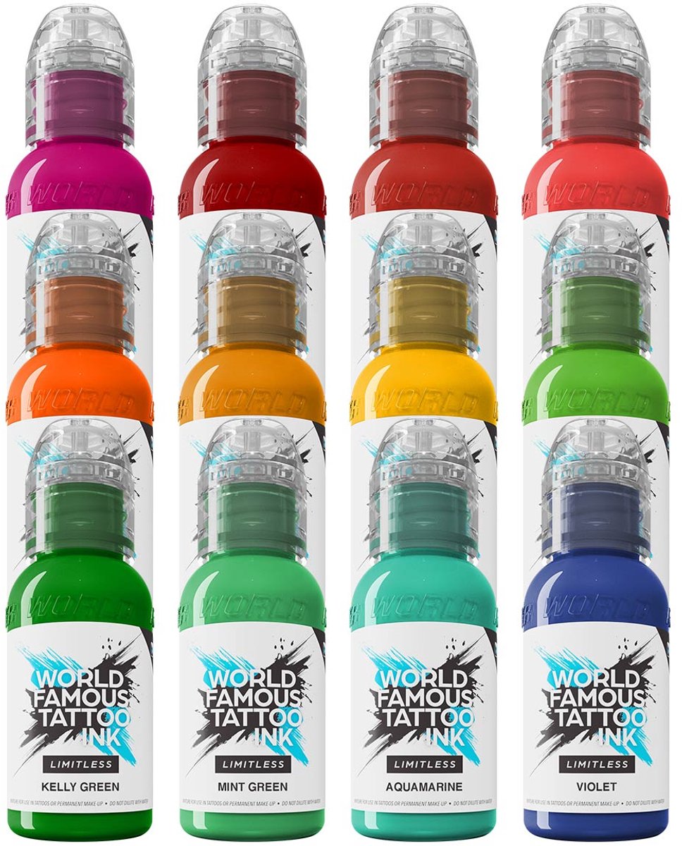 World Famour Limitless Ink - Dragon Set tattoo inkt set - 12 Kleuren set - 12 Colour tattoo ink set