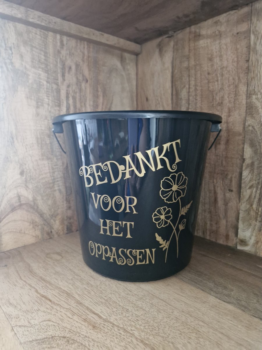 Cadeau emmer. Bedankt voor het oppassen. Bouwemmer 12Liter