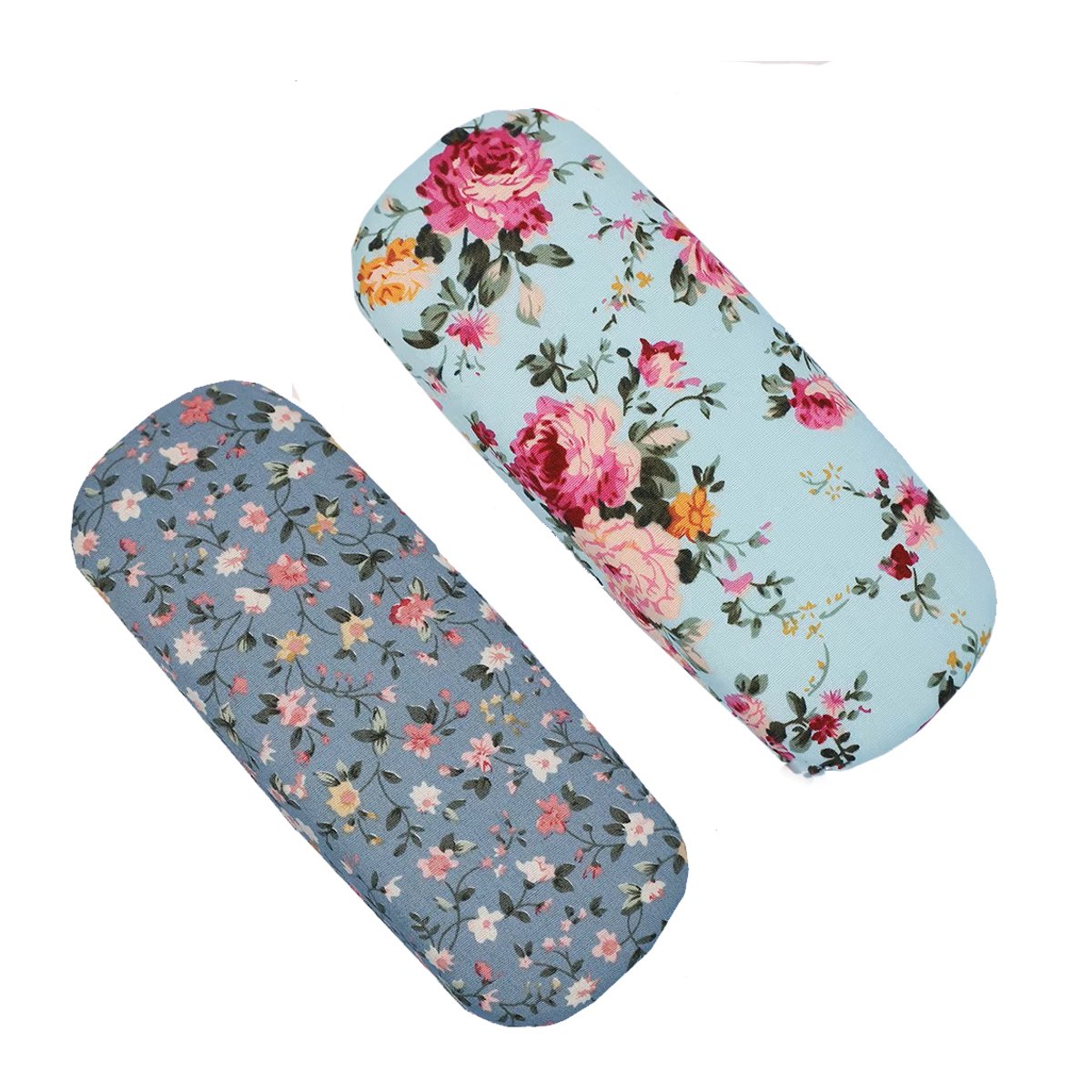 Set van 2 brillenkokers blauw met een motief van bloemen