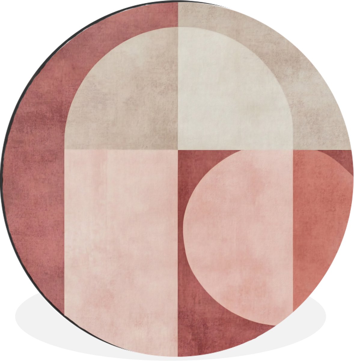 WallCircle Wandcirkel - Muurcirkel - Figuren - Abstract - Roze - Aluminium - Dibond - 140x140 cm - Binnen en Buiten Geometrisch