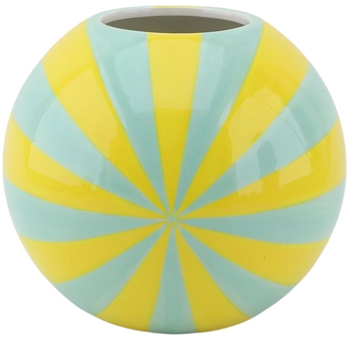 Housevitamin Vaas -Bloemenvaas Swirl - Dolomiet - Geel/Mintgroen - 15x15x15cm