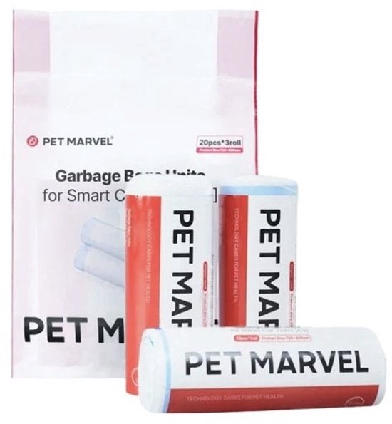 Pet Marvel C1 - Kattenbakzakken - Zelfreinigende Automatische Kattenbakzakken - 3 Rollen - 20 Zakken per Rol