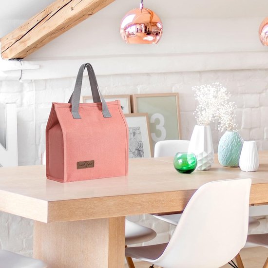 Koeltassen - 22 x 13 x 25 cm - Geïsoleerde lunchtas - Lsolatie - Handvat riem - Koeltas - Herbruikbare - Lunchtas - Lunch bag - Geïsoleerde koeltas - Picknicktas - Geschikt voor werk, kantoor, reizen - Roze van Merkloos — afbeelding 4