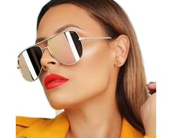 Piloten bril Roze Goud - Spiegelglas - Dames Fashion - Zonnebril - Zomer - Bril