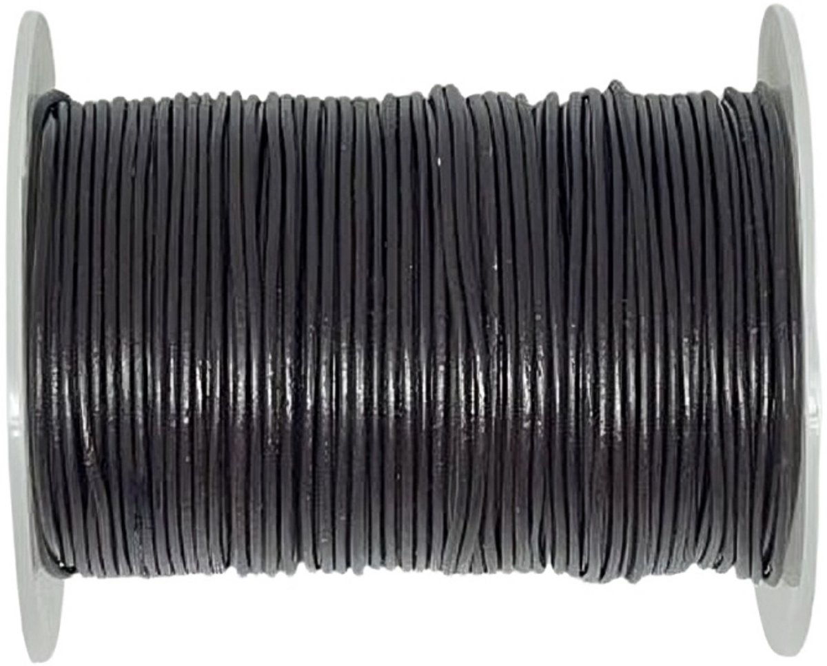Leren Koord Rond, 20 m x 2 mm - Rond Lederen Koord, Voor Halskettingen, Armbanden, Sieraden, Knutselkralen en Veters (Koffiebruin)