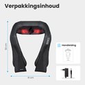 Zwarte nek-schoudermassager, 50x41 cm, met handmatige en oplader.