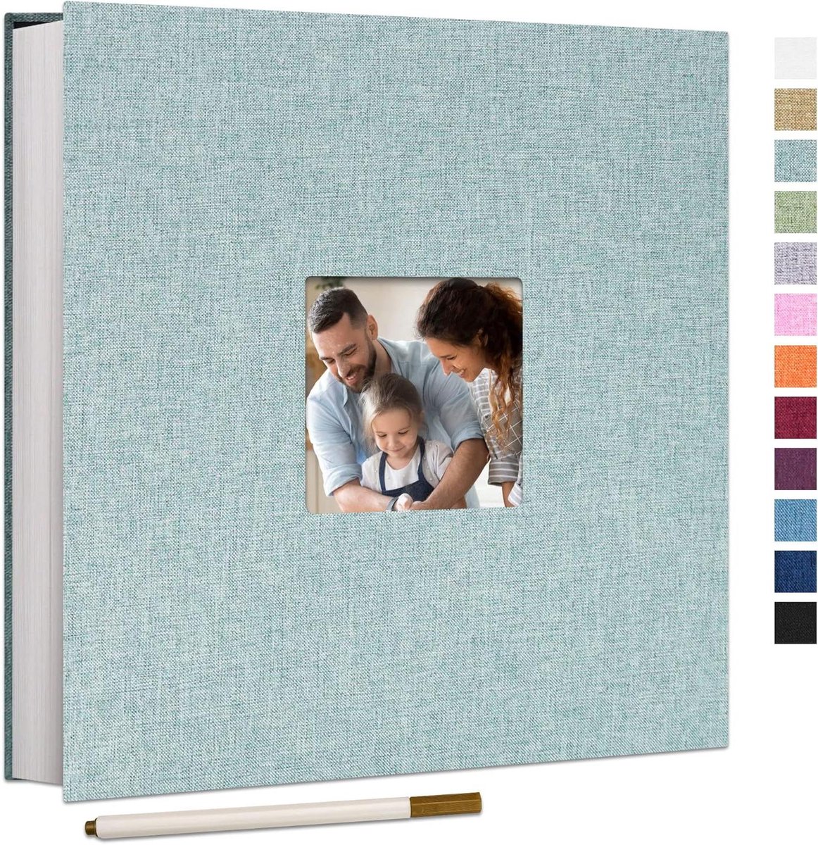 JGS Premium - Groot Zelfklevend Fotoalbum met Magnetische Pagina's en Hardcover - DIY Fotoalbum - 28 x 27 cm - Metalen Pen - Foto's Plakken