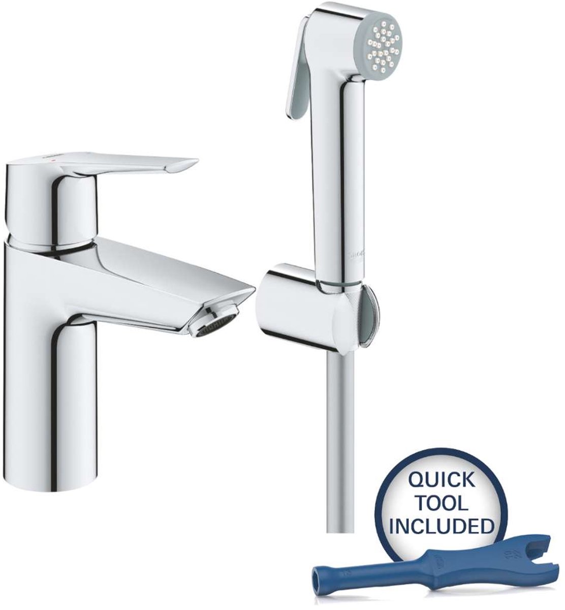 Wastafelkraan met bidet douche, chroom