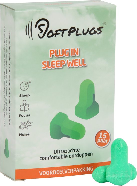 SoftPlugs Anti Snurk Oordoppen - Voor slapen - SNR 34 dB - 15 Paar