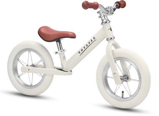Køvapää - Loopfiets - Met Naamsticker - loopfiets 2 jaar - luchtbanden - 12 inch - Beige