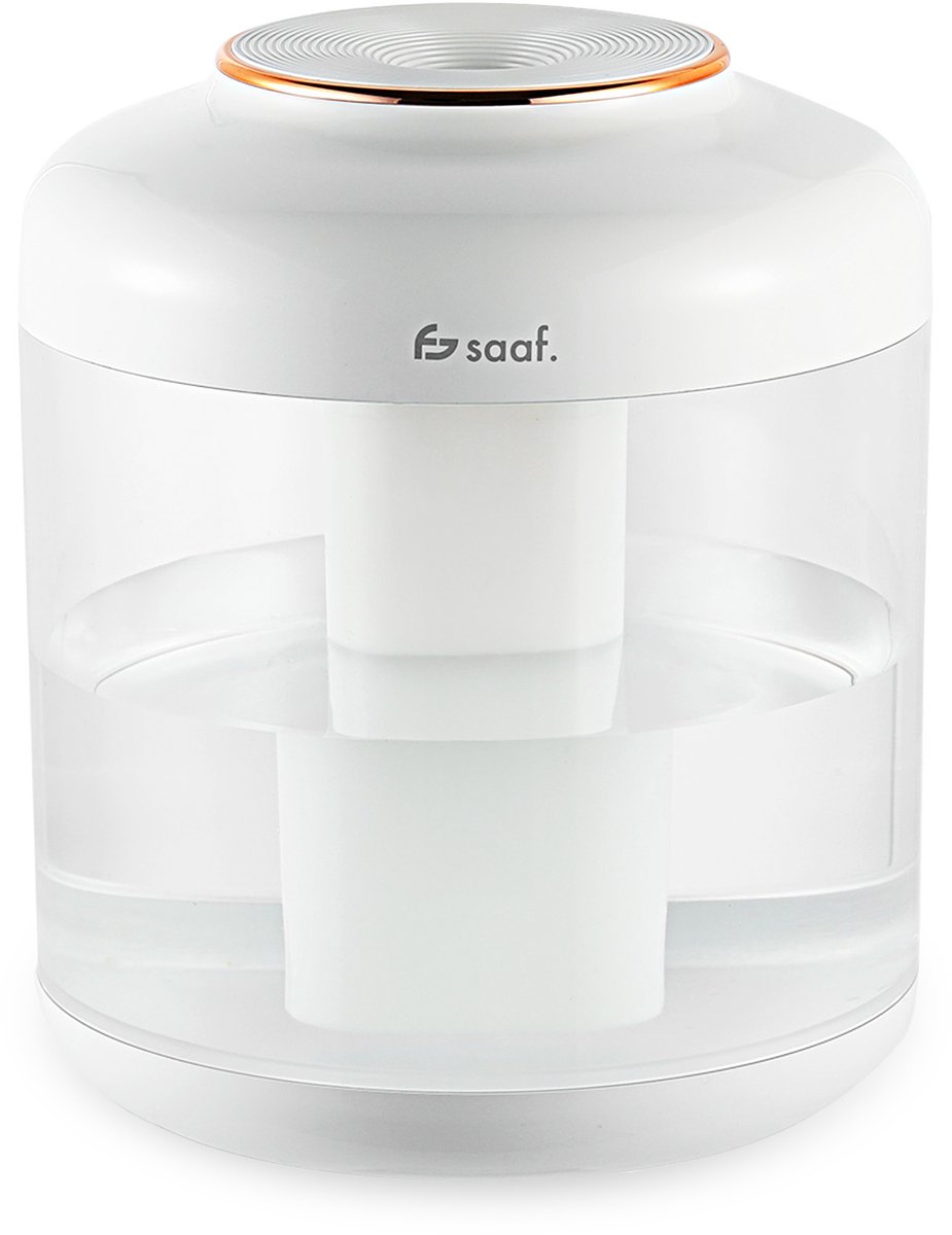 Luchtbevochtiger - 1.5L - Humidifier - Lucht Reiniger - Draadloos & Oplaadbaar - Luchtbevochtiger Babykamer - Fluisterstil - Luchtbevochtigers - Wit - Saaf