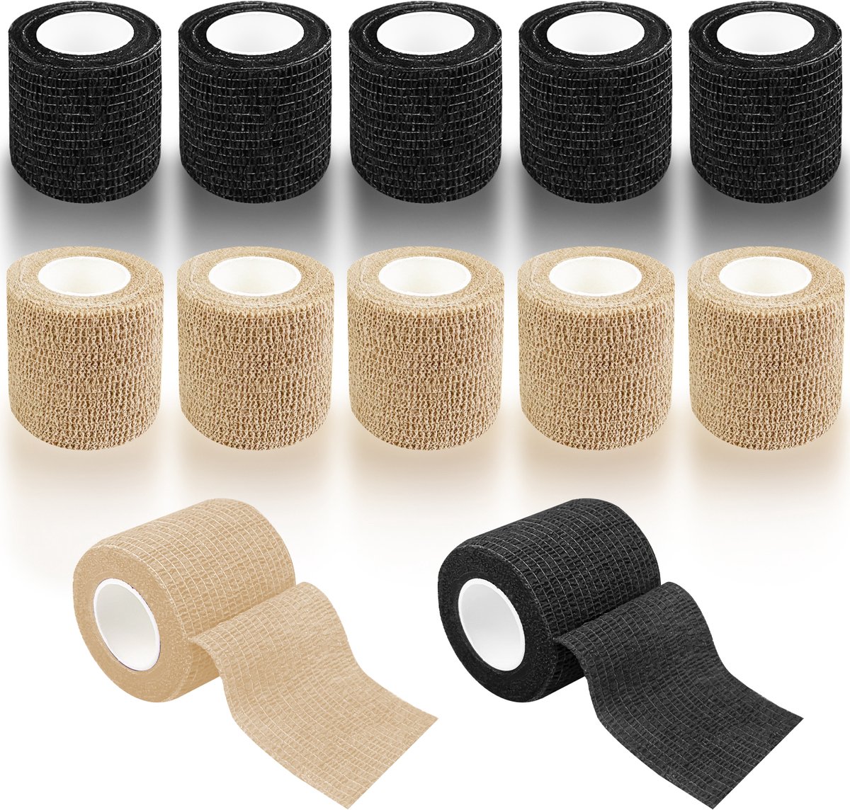 Skynzor - Bandaging Tape - Sport Tape - Zwlfklevend Verband - Self Adhesive Bandage - Zelfklevend Verband - Zelfklevende Zwachtel - Sport Grip Tape - Fingertape - Self Adgesive Bandage Package - Sporttape - 12 Rol