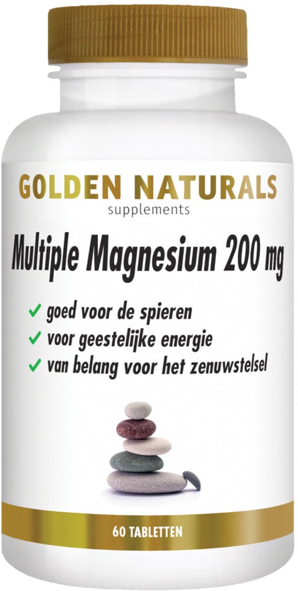 Golden Naturals - Multiple Magnesium 200mg - 2 x 60 tabletten - Voordeelverpakking