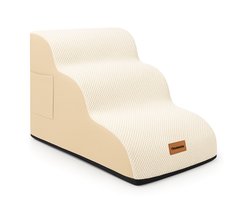 Pawesome - Hondentrapje voor honden - Hondentrap - Honden opstapje - 3 treden - 40 x 60 x 40 - extra stevig en comfortabel - 30D materiaal - Beige