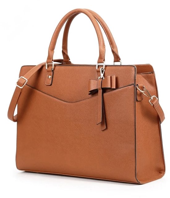 Mallette - Sac pour ordinateur portable - Mallette pour femme - Sac à main - Sac à bandoulière - 16 pouces - Sac d'affaires - Sac à main pour femme - Marron