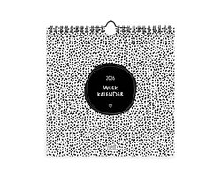 Zoedt weekkalender 2026 - 21x21 cm - Zwart/Wit - Ringband
