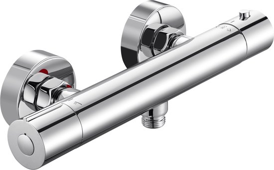 Thermostatische wastafelkraan met elleboogbediening. | , rvs kranen