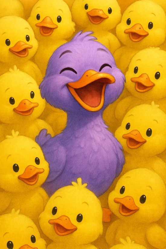 Affiche Canard - Posters Animaux - Dessin Animé - Art - Décoration murale Chambre Enfant - Papier 180 grammes - L6494AZ - Format 70 x 100 cm