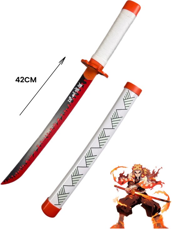 Kyojuro Rengoku zwaard | Short Katana | Vuur | Wakizashi | Nichirin | Rood | Fire blade | Demon Slayer | Hashira | Cosplay | Decoratief | Kimetsu no Yaiba | Anime | Manga | Flame breathing