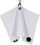 UST Golf handdoek - Geïntegreerde borstel - Ophang magneet - 75 cm x 50 cm - Kleur Wit ** Inclusief Tees en Marker