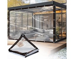 Dekzeil - Doorzichtig - voor Buiten - 2m x 3m - Ogen 10 mm - Transparant Zeil - Regenbescherming - Waterdicht - UV-Bestendig - luchtdicht Zeil - met Inslagringen