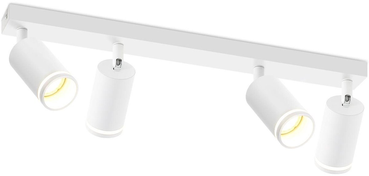 NETTLIFE Opbouwspot GU10 - wit - L 58cm - rechthoekig - Moderne Plafondlamp - 355° draaibaar Plafondspot - 4-Lichts - cilinder Lampkap - voor Slaafkamer | Kantoor | Woonkamer - Max.25W-excl. lichtbron