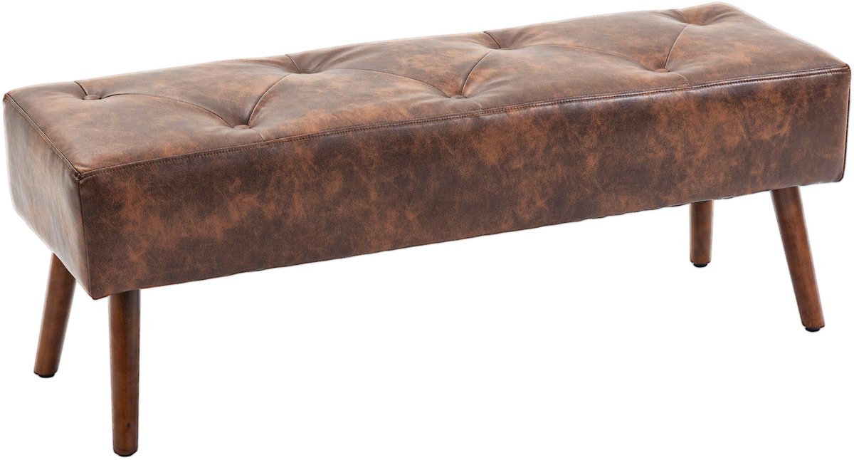 Homcom Bedeindebank-PU Synthetische Hoes-114x38x42cm-Bruin
