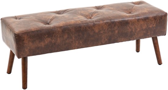 HOMCOM-Bedeindebank-PU Synthetische Hoes-114x38x42cm-Bruin