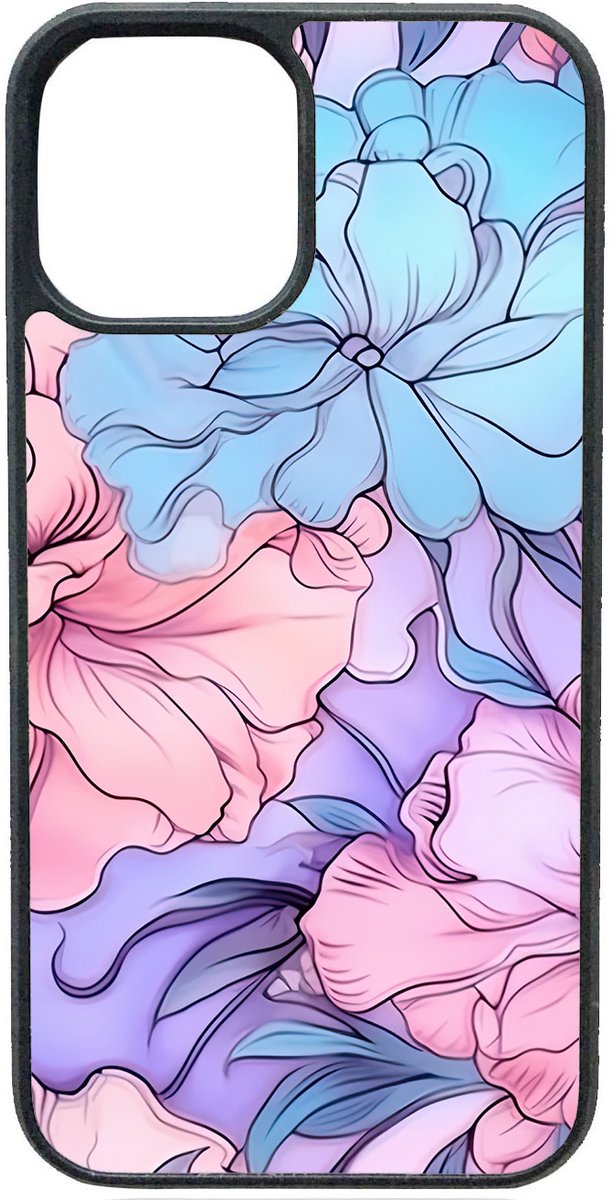 Telefoonhoesje - FLOWERS PINK AND PURPLE - Iphone 12/12 Pro