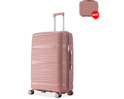 SKYCASES Travel One Handbagage Koffer – 40L – Cijferslot – 35x21x54 cm – Lichtgewicht & Duurzame Trolley – Inclusief Pouch – Roze V2