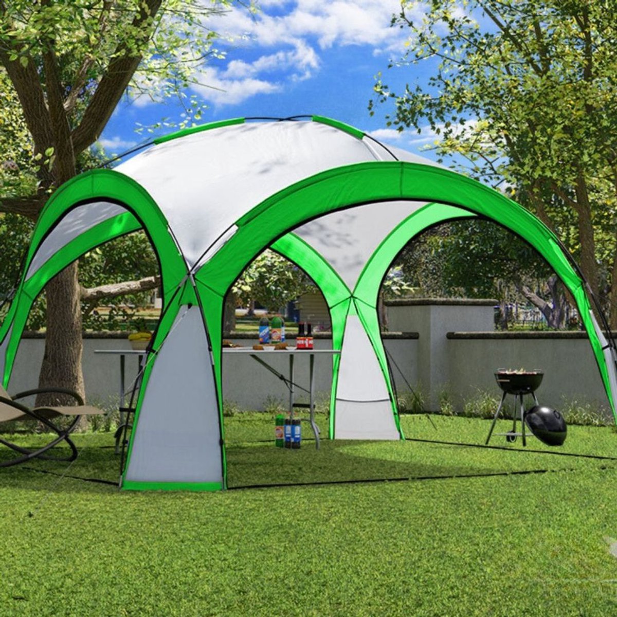 Yolo-deals - Partytent met LED verlichting - Solar - 360cm - UV bestendig - Incl opbergtas - Groen