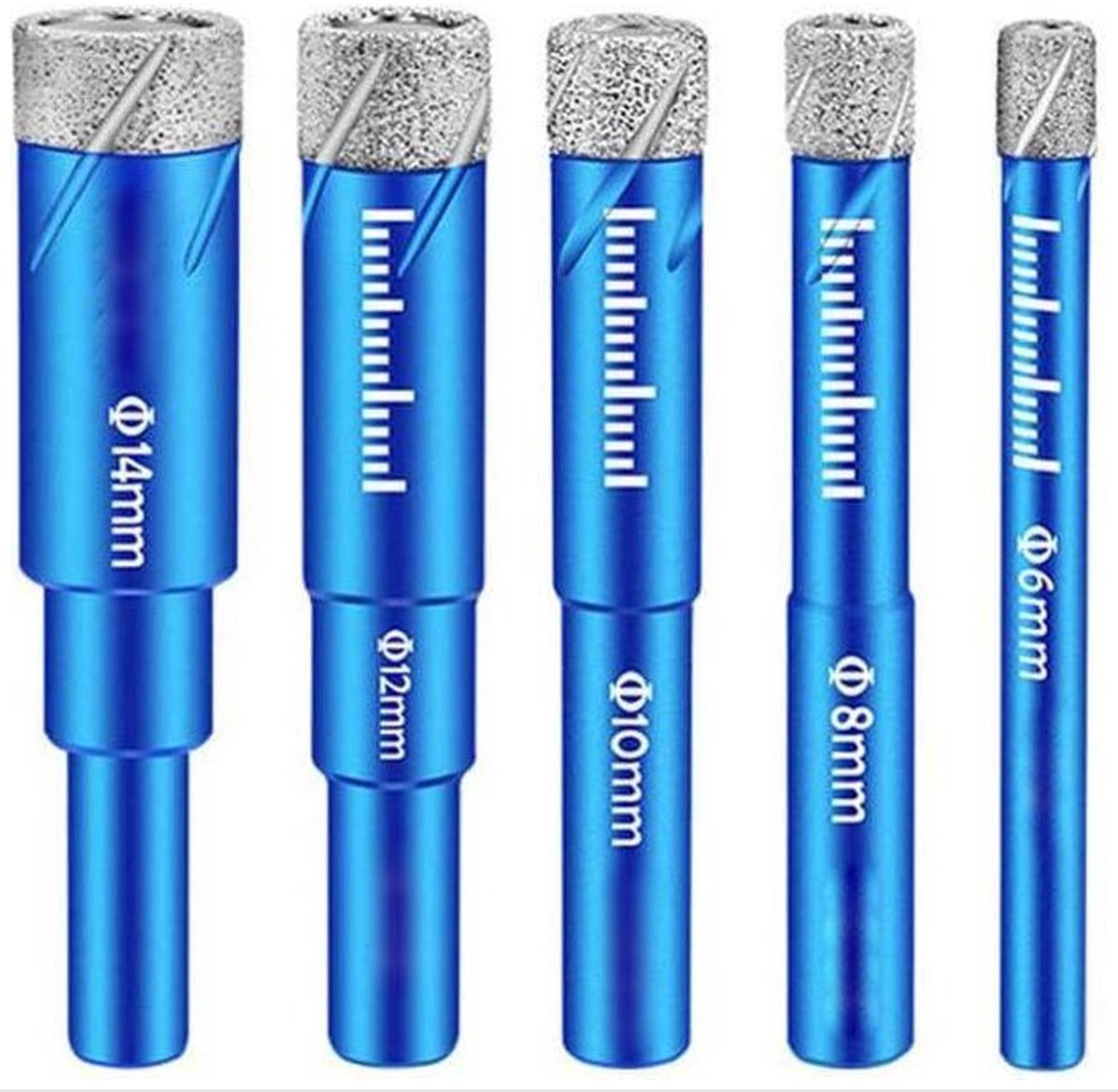 ACTIE!! Diamantboorset 5 delig Waxboren - Tegelboren Droog waxkoeling 6, 8, 10, 12 en 14mm