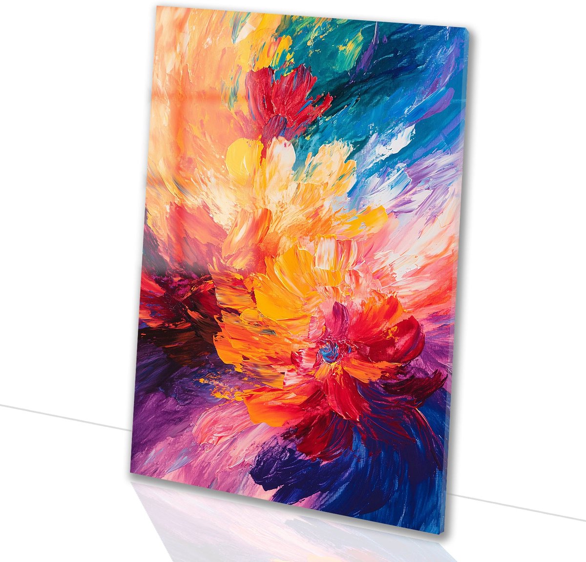 Kleurrijke abstracte bloemen kunst - Bloemen schilderijen glas - Wandkunst natuur - Modern