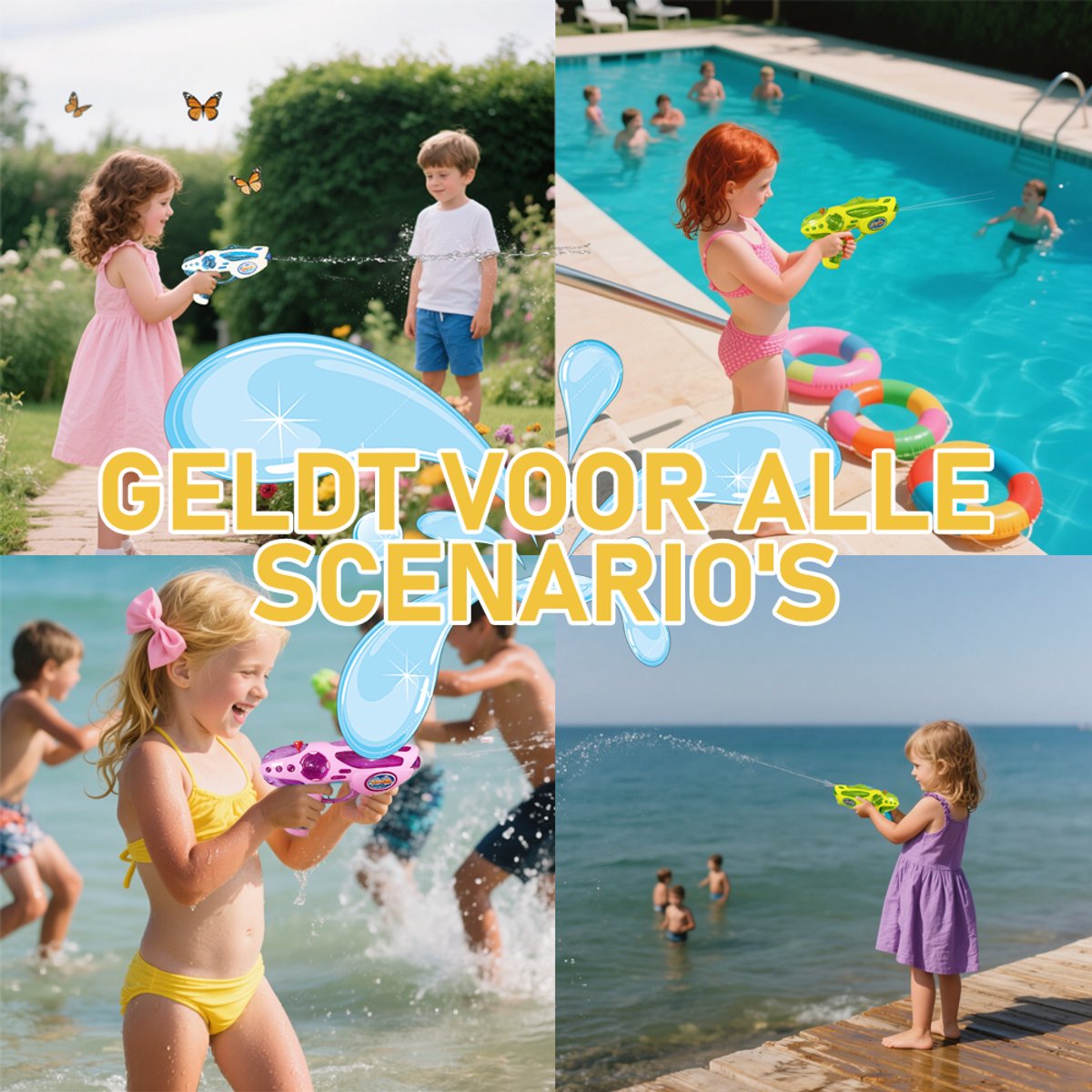 Waterpistool 23cm S - 4m Bereik - 500ml - Water Pistool- Watergeweer klein- Super Soaker - Waterspeelgoed - Buitenspeelgoed voor Kinderen & Volwassenen - 23*14*4cm - Blauw — afbeelding 8
