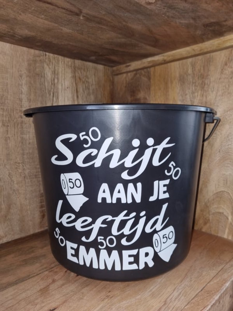 Cadeau emmer schijt aan je leeftijd 50. Bouwemmer 12 Liter Abraham.Sarah