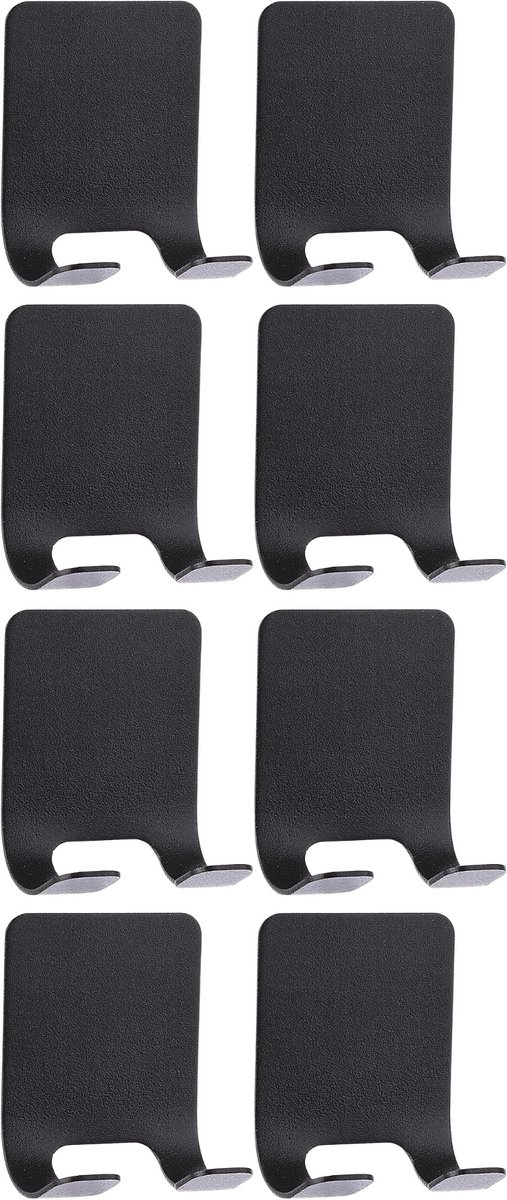 House of Husk 8 Stuks RVS Duo Wandhaak – Zelfklevende Handdoek Haakjes - Multi Wandhaakje - Muur Haak – Deurhaak - Zwart