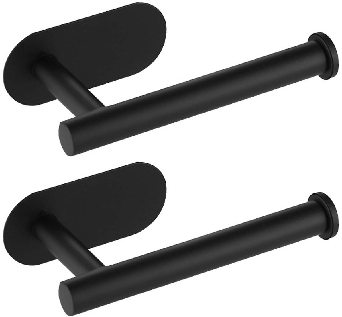 Ibenzoa® Moderne zelfklevende toiletrolhouder set van 2 voor elke ruimte zonder boren in mat zwart