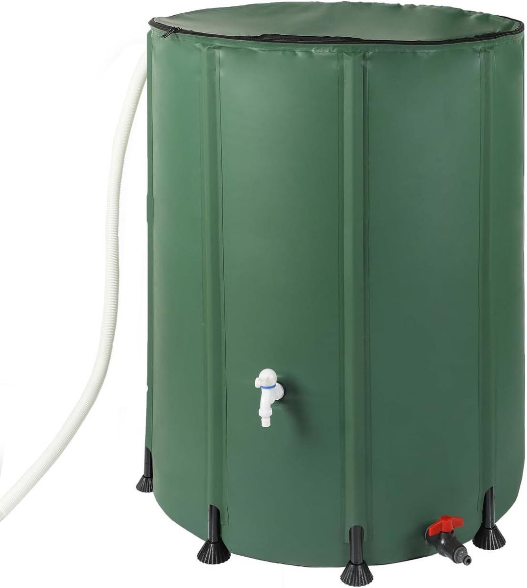 Foldable Rain Barrel Outdoor Rain Water Tank Approx. Ø 80 cm Volume 500 L Including Spout Tap PVC Dark Green