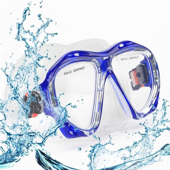 Dorlle Snorkelset voor kinderen, duikmasker met 3 kanalen, premium droogbuis en anti-condens-bril, professionele set voor kinderen, blauw