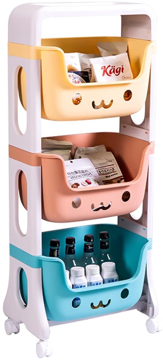 Organizer voor Kinderspeelgoed - Compact en mobiel - 4 Opbergdozen - 39 x 25 x 95 cm