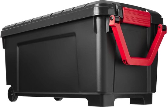 SUNDIS LOCKER, 40L kunststof opbergbox, verstevigd, met clip-on deksel, stapelbaar, ideaal voor werkplaatsen, transport, garages en doe-het-zelf